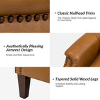 Fauteuil en cuir véritable avec pieds en bois massif