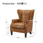 Fauteuil en cuir véritable avec pieds en bois massif