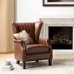Fauteuil en cuir véritable avec pieds en bois massif