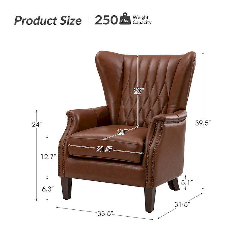 Fauteuil en cuir véritable avec pieds en bois massif