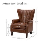 Fauteuil en cuir véritable avec pieds en bois massif