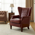 Fauteuil en cuir véritable avec pieds en bois massif