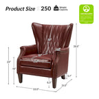 Fauteuil en cuir véritable avec pieds en bois massif