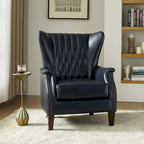 Fauteuil en cuir véritable avec pieds en bois massif