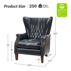 Fauteuil en cuir véritable avec pieds en bois massif