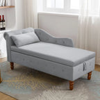 Chaise longue d'intérieur, Chaise longue en velours pour chambre à coucher avec rangement et oreiller, Chaise longue moderne rembourrée à accoudoirs roulés