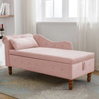 Chaise longue d'intérieur, Chaise longue en velours pour chambre à coucher avec rangement et oreiller, Chaise longue moderne rembourrée à accoudoirs roulés