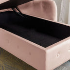 Chaise longue d'intérieur, Chaise longue en velours pour chambre à coucher avec rangement et oreiller, Chaise longue moderne rembourrée à accoudoirs roulés