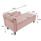 Chaise longue d'intérieur, Chaise longue en velours pour chambre à coucher avec rangement et oreiller, Chaise longue moderne rembourrée à accoudoirs roulés