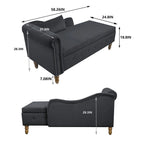 Chaise longue d'intérieur, Chaise longue en velours pour chambre à coucher avec rangement et oreiller, Chaise longue moderne rembourrée à accoudoirs roulés