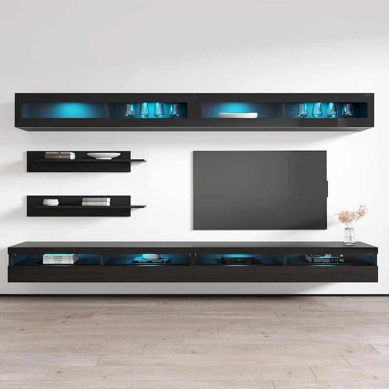 Meuble TV mural flottant moderne, ensemble de 35 pouces