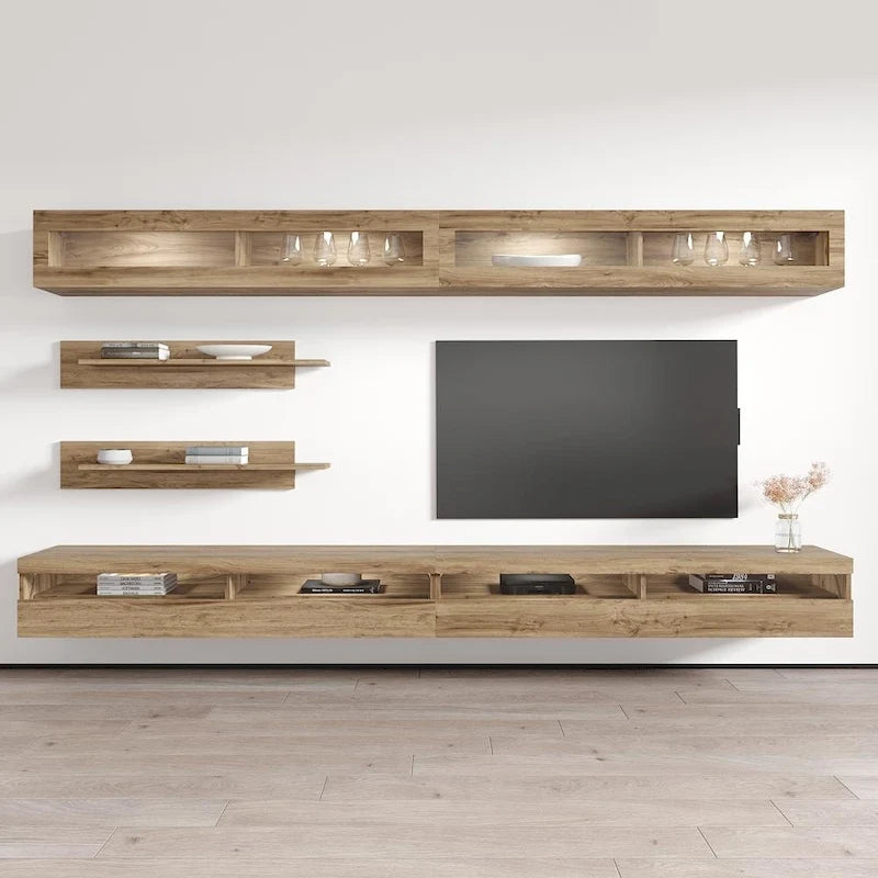 Meuble TV mural flottant moderne, ensemble de 35 pouces