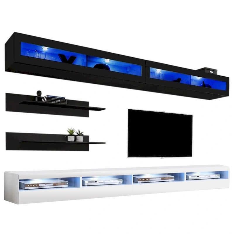 Meuble TV mural flottant moderne, ensemble de 35 pouces