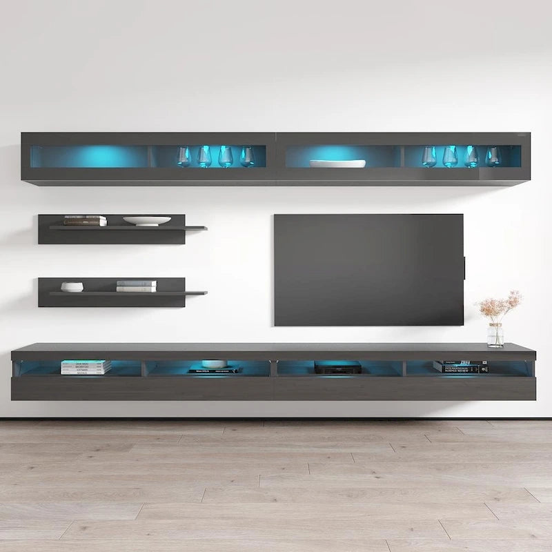 Meuble TV mural flottant moderne, ensemble de 35 pouces
