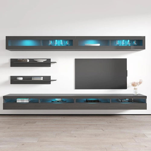 Meuble TV mural flottant moderne, ensemble de 35 pouces