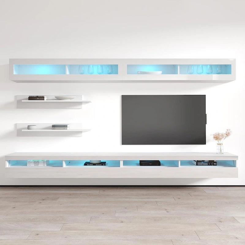 Meuble TV mural flottant moderne, ensemble de 35 pouces