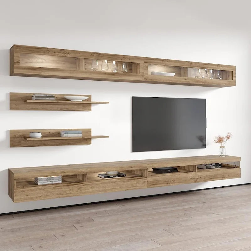 Meuble TV mural flottant moderne, ensemble de 35 pouces