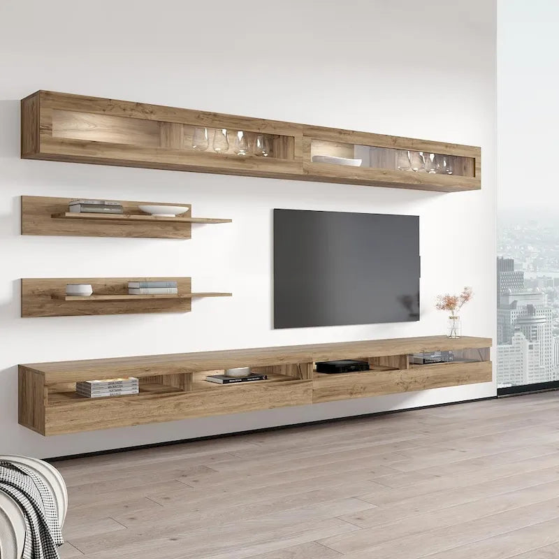 Meuble TV mural flottant moderne, ensemble de 35 pouces