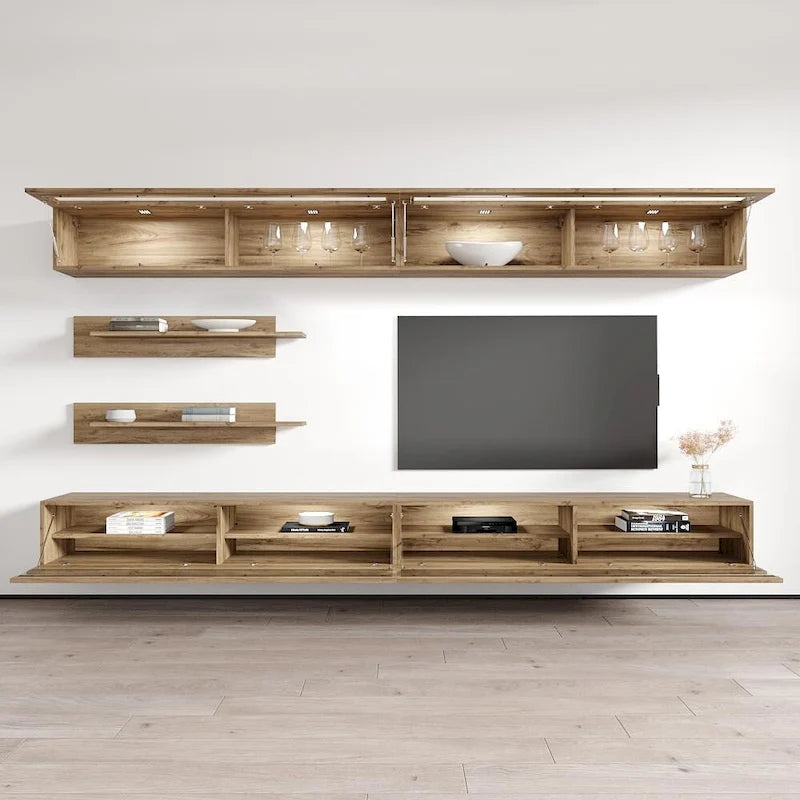 Meuble TV mural flottant moderne, ensemble de 35 pouces