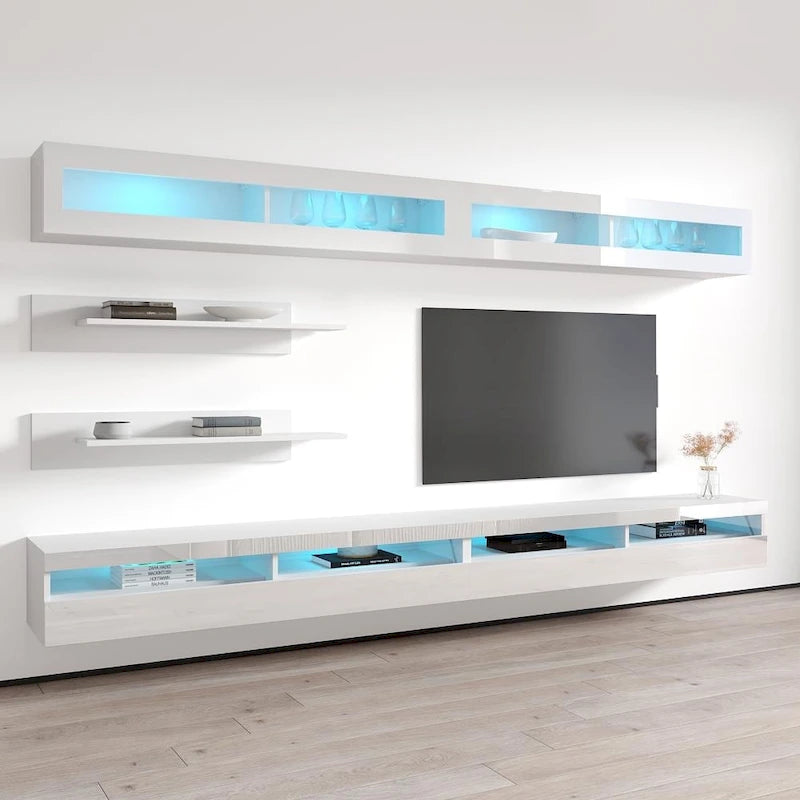 Meuble TV mural flottant moderne, ensemble de 35 pouces