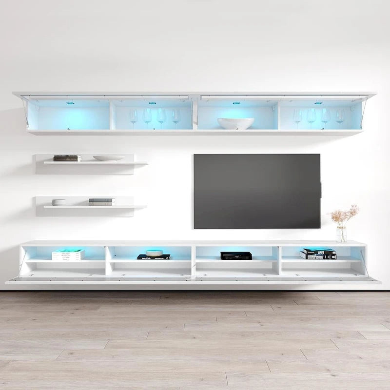 Meuble TV mural flottant moderne, ensemble de 35 pouces