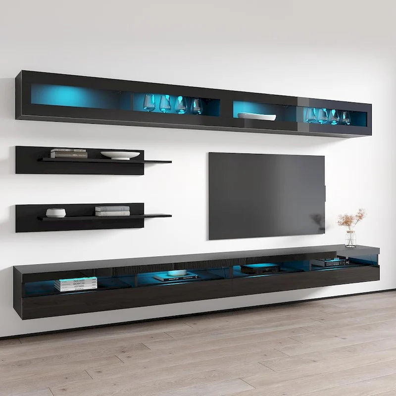 Meuble TV mural flottant moderne, ensemble de 35 pouces