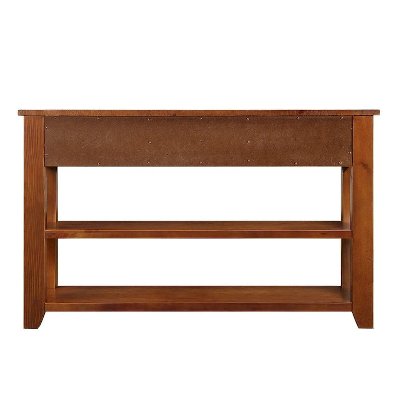 Console en bois de pin massif 48 po avec 3 tiroirs de rangement
