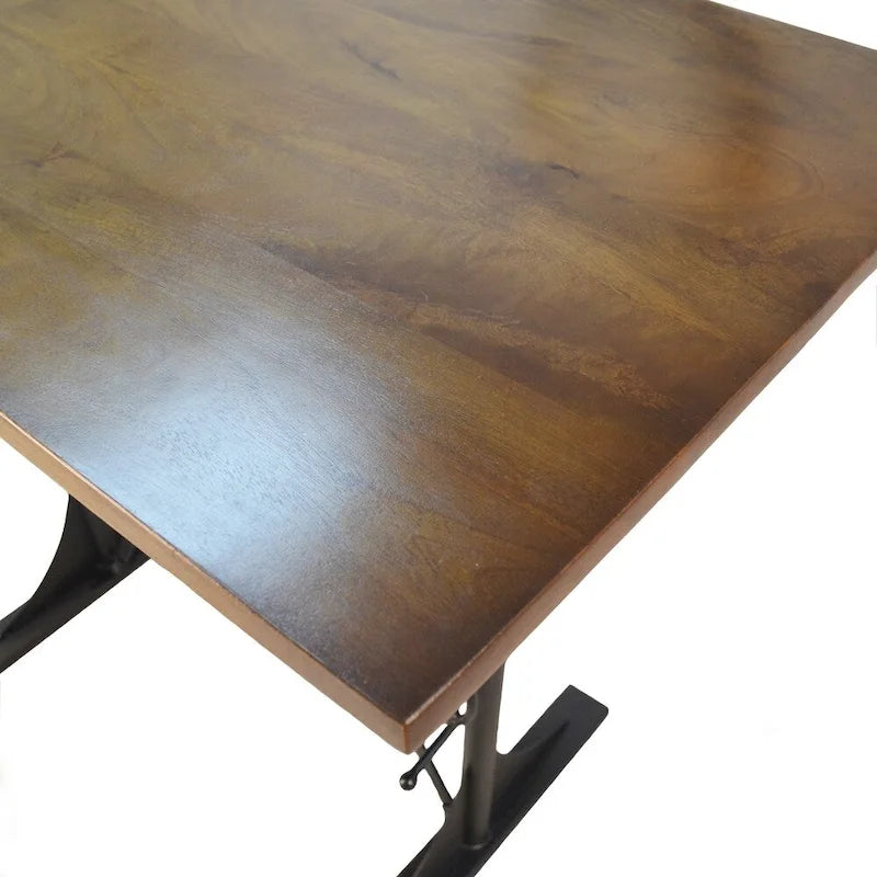 Table ajustable en orme et noir - Marron