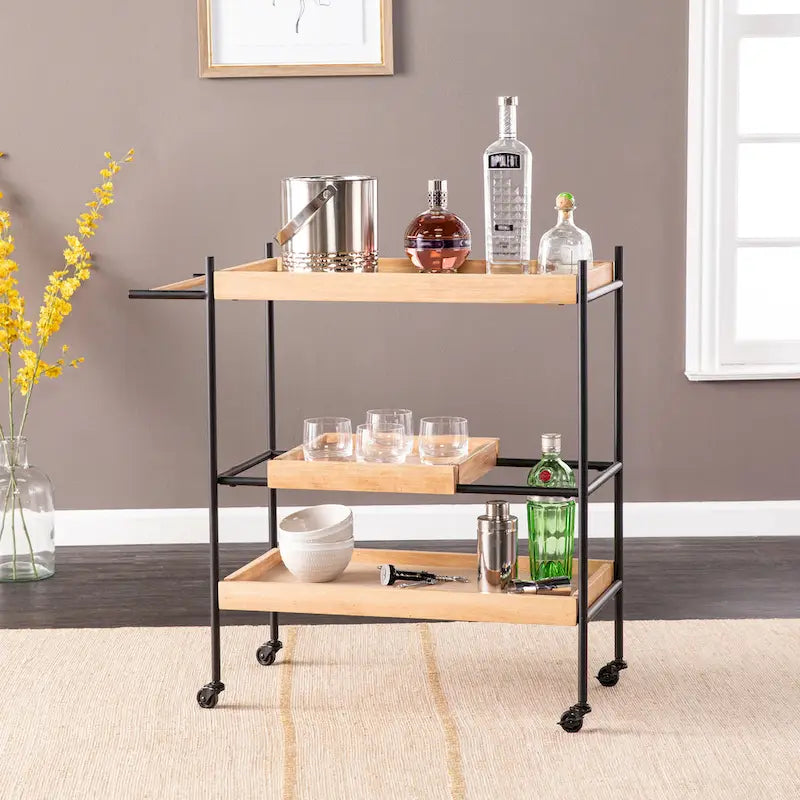 SEI Furniture Livingston Rolling Bar Cart