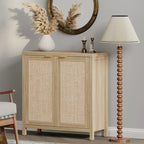 Buffet en rotin avec 2 portes et espace de rangement