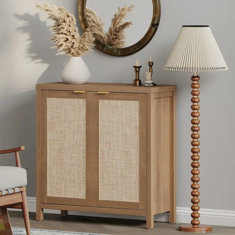 Buffet en rotin avec 2 portes et espace de rangement