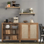 Buffet en rotin avec 2 portes et espace de rangement