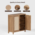Buffet en rotin avec 2 portes et espace de rangement