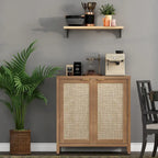 Buffet en rotin avec 2 portes et espace de rangement