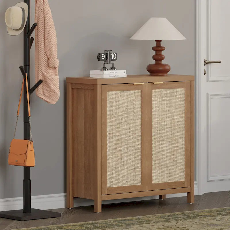 Buffet en rotin avec 2 portes et espace de rangement