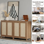 Buffet en rotin avec 2 portes et espace de rangement
