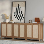 Buffet en rotin avec 2 portes et espace de rangement