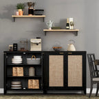 Buffet en rotin avec 2 portes et espace de rangement