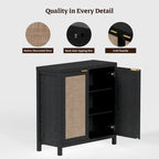 Buffet en rotin avec 2 portes et espace de rangement