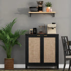 Buffet en rotin avec 2 portes et espace de rangement