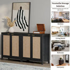 Buffet en rotin avec 2 portes et espace de rangement