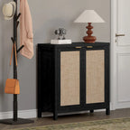 Buffet en rotin avec 2 portes et espace de rangement