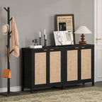 Buffet en rotin avec 2 portes et espace de rangement