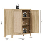Buffet en rotin avec 2 portes et espace de rangement