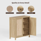 Buffet en rotin avec 2 portes et espace de rangement