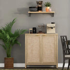 Buffet en rotin avec 2 portes et espace de rangement