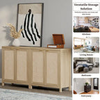 Buffet en rotin avec 2 portes et espace de rangement