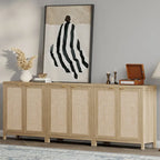 Buffet en rotin avec 2 portes et espace de rangement