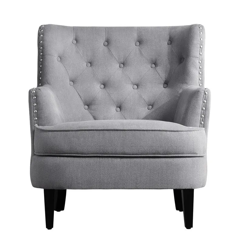 Fauteuil d'appoint capitonné à oreilles, 30 po de large, velours/lin