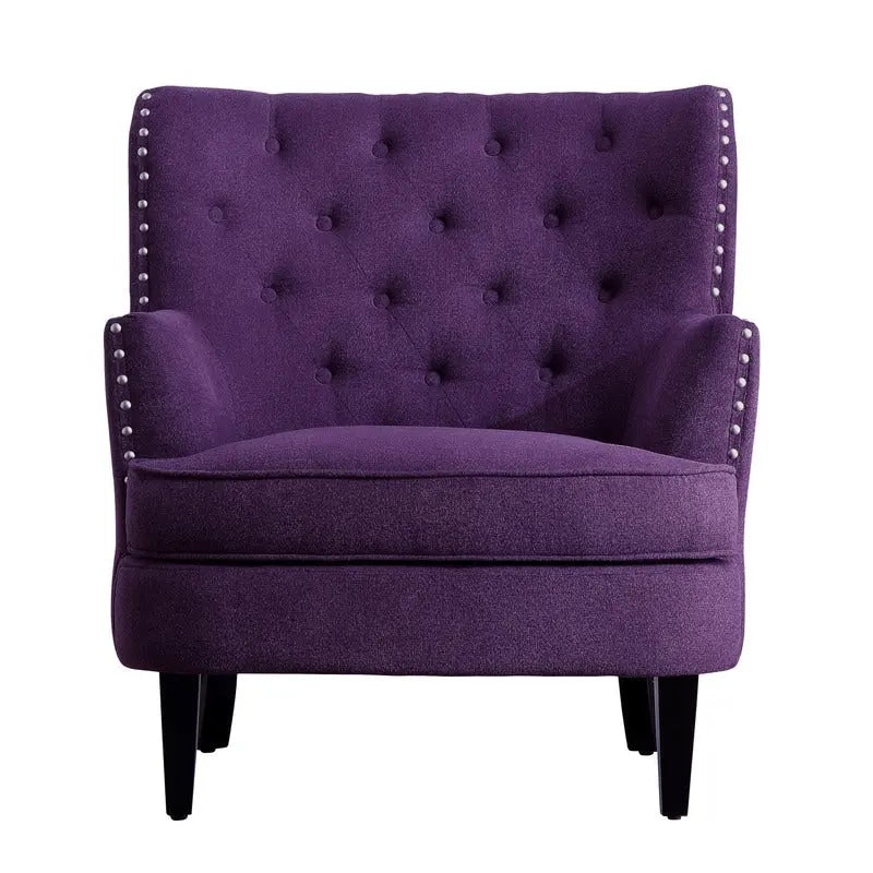 Fauteuil d'appoint capitonné à oreilles, 30 po de large, velours/lin